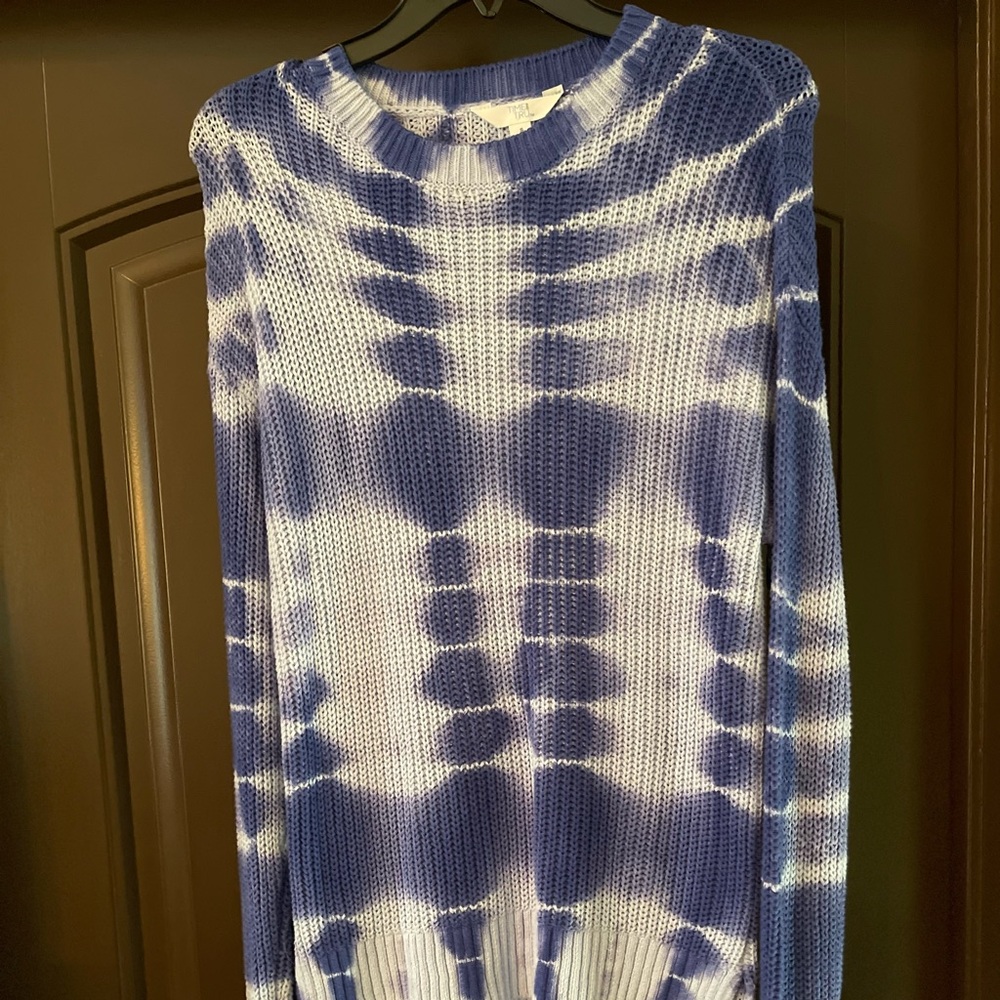 Purple and White Tie Dye Sweater.